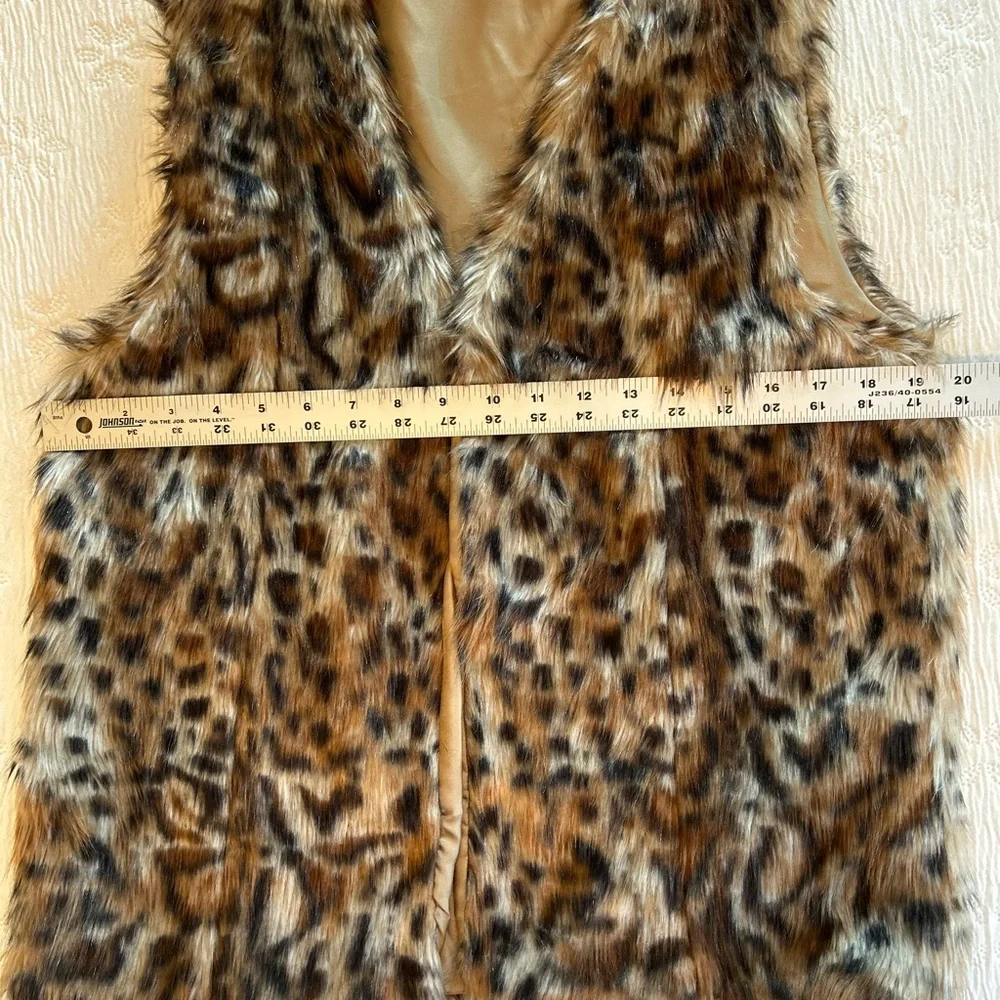 Faux Fur Vest leopard brown tan size M - Picture 7 of 10